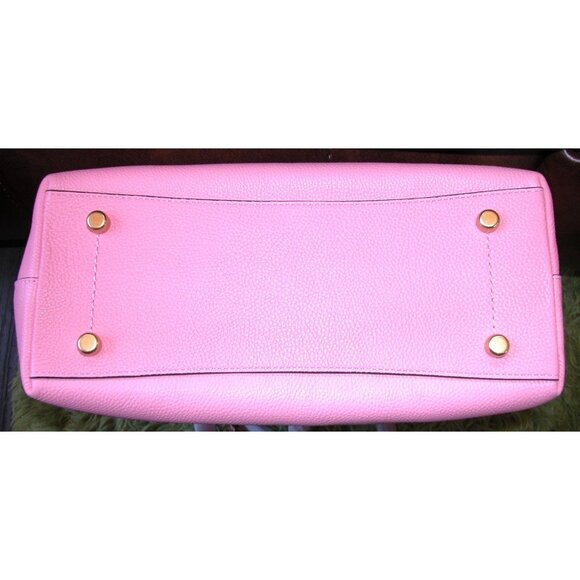 Coach Pink Pebbled Leather Tote Bag With Gold Hardware & Shoulder Straps - Picture 5 of 5